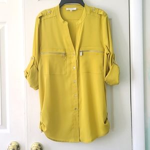 Chartreuse Calvin Klein button down shirt